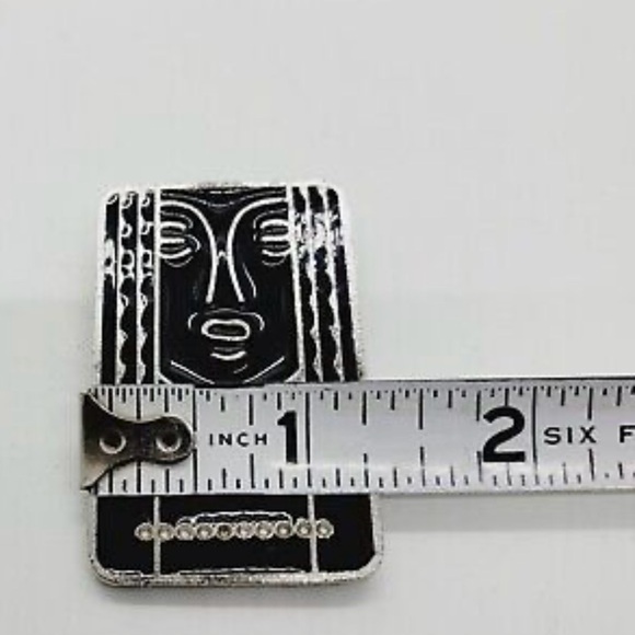 Ritz Vintage Black Enamel and Pewter Art Deco Brooch - Picture 3 of 3